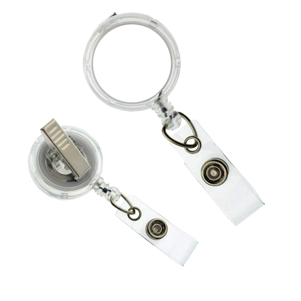 Swivel alligator clip, a versatile and secure attachment option for badge reels, featuring a 360-degree rotating mechanism and a strong metal clip, perfect for keeping your ID badge in place while allowing easy movement and adjustment.