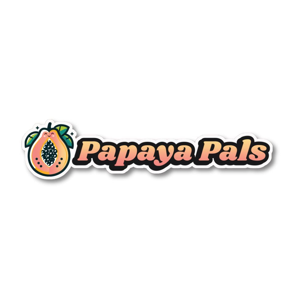 Papaya Pals Sticker showing both character logo and text.